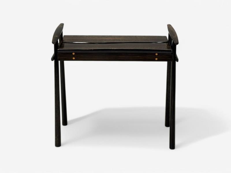 David Ebner, American Studio Craft, Ebony Wood, Rare Torii Side Table, USA, 1984 - 3
