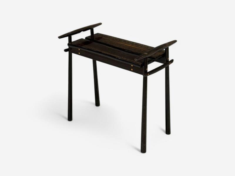 David Ebner, American Studio Craft, Ebony Wood, Rare Torii Side Table, USA, 1984 - 4