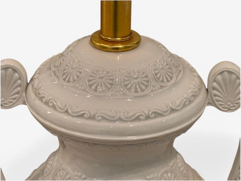Frederick Cooper, Lenox, Neoclassical Style, White Porcelain, Table Lamps, 1980s - 7