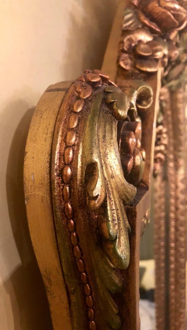 Hollywood Regency Carved Wall Console or Over the Mantle Mirror - 12