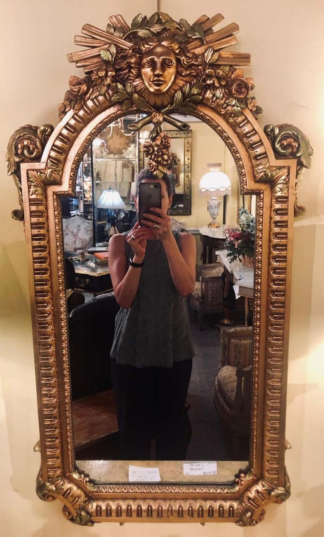 Hollywood Regency Carved Wall Console or Over the Mantle Mirror - 2