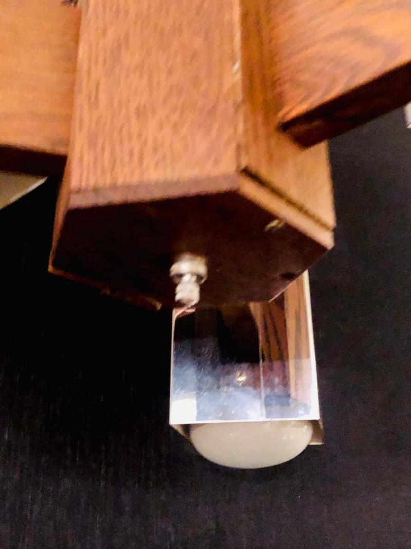 Art Deco Style Glass and Burl Wood Chandelier with 12 Lights and 2 Tier - 9