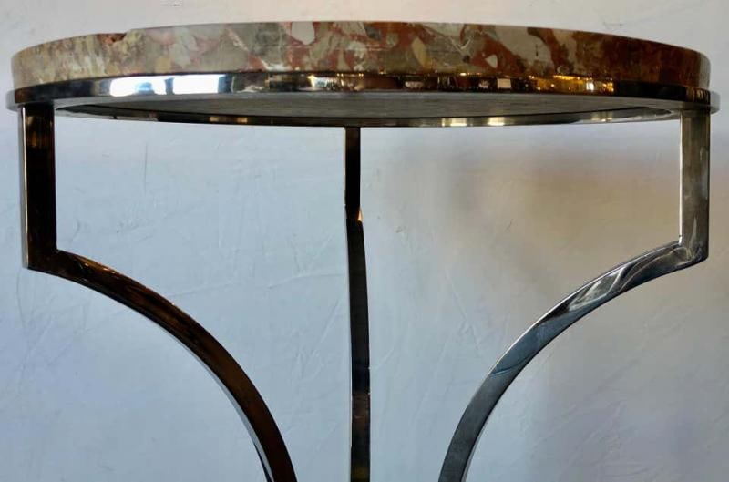 Steel and Bronze Jansen Claw Foot Bouilliotte or End Table with a Marble Top - 2