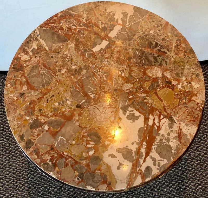 Steel and Bronze Jansen Claw Foot Bouilliotte or End Table with a Marble Top - 7