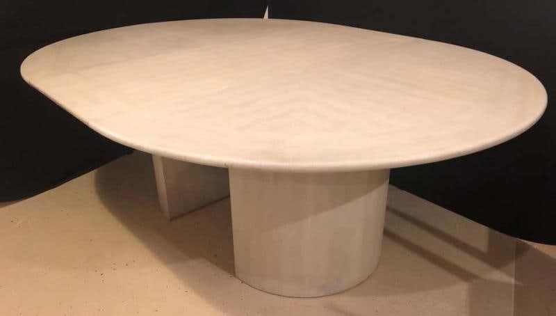 Mid-Century Modern Karl Springer Circular Dining Table with 3 Leaves - 11