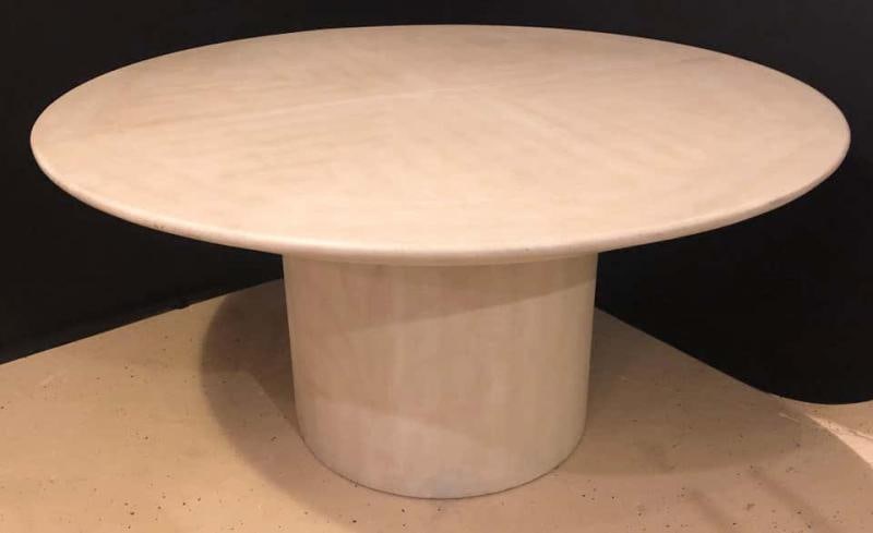 Mid-Century Modern Karl Springer Circular Dining Table with 3 Leaves - 3
