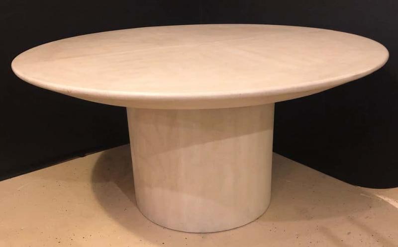 Mid-Century Modern Karl Springer Circular Dining Table with 3 Leaves - 4