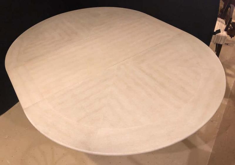 Mid-Century Modern Karl Springer Circular Dining Table with 3 Leaves - 9