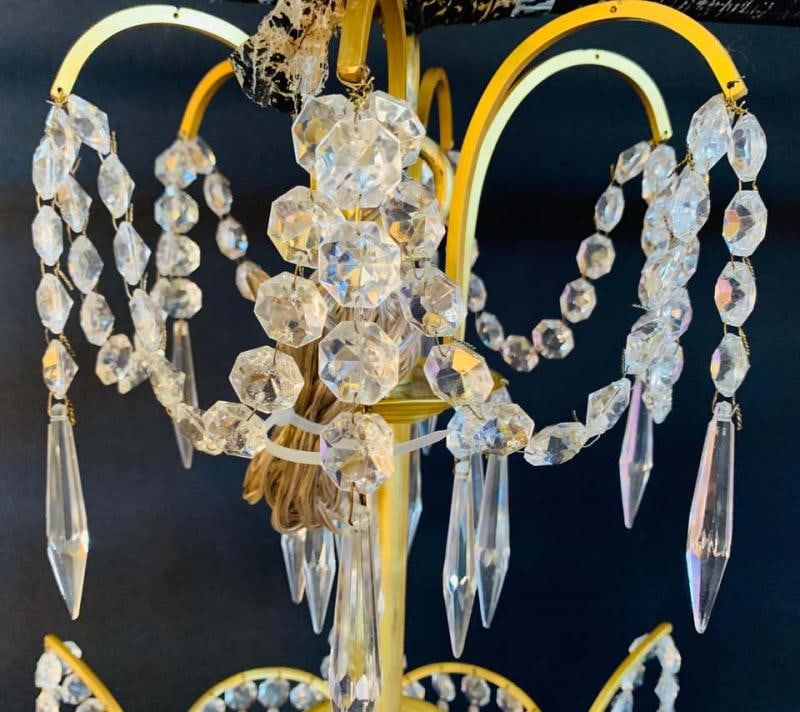 Pair of Russian Neoclassical Style Bronze and Crystal 7-Light Chandeliers - 3