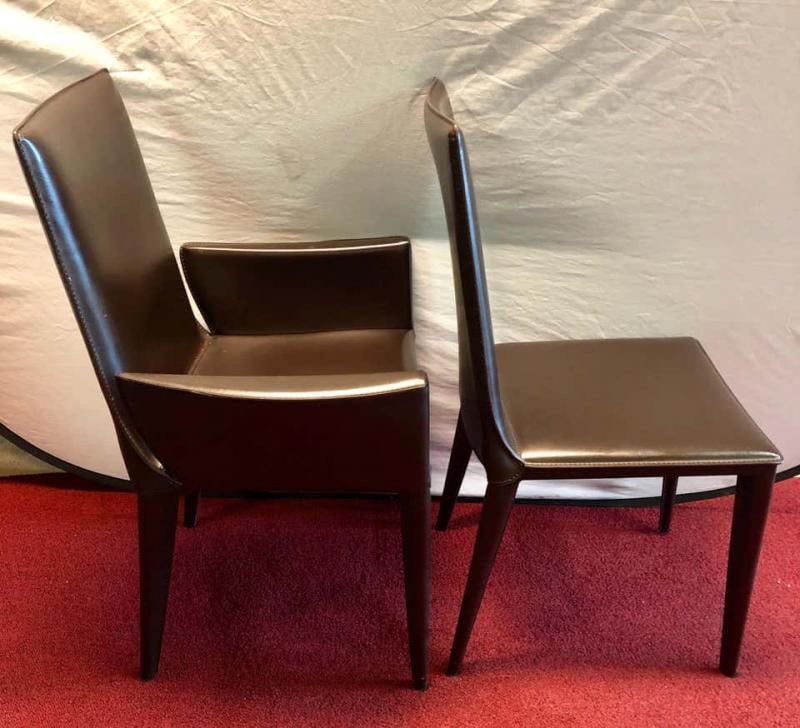 Ten Frag Italian Leather Dining Chairs Marchio Collection by Design Within Reach - 3