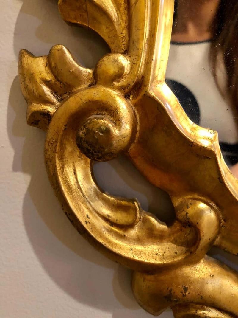 Pair of Italian Rococo Wall Mirrors, Giltwood Carved - 6