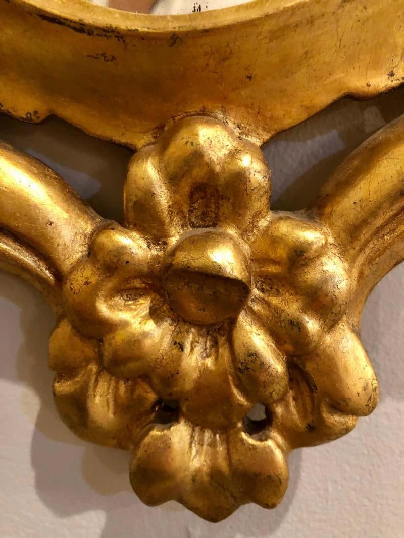 Pair of Italian Rococo Wall Mirrors, Giltwood Carved - 9