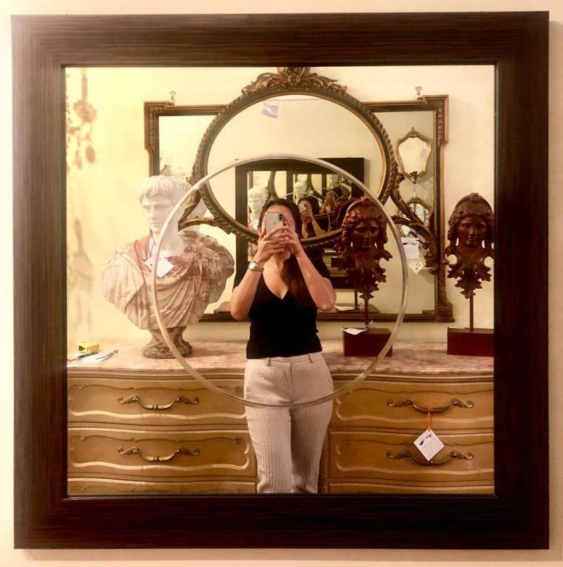 Pair of Square Maccasar Faux Art Deco Style Wall / Console Mirror - 2