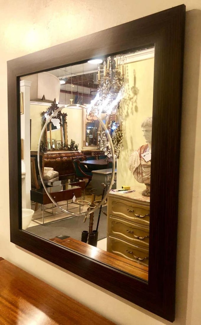 Pair of Square Maccasar Faux Art Deco Style Wall / Console Mirror - 7