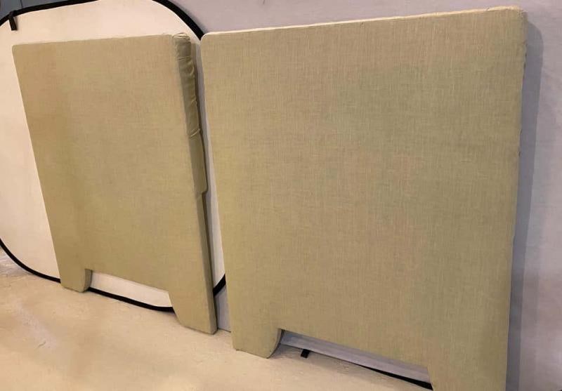 Pair of Tufted Linen Twin Headboards - 7