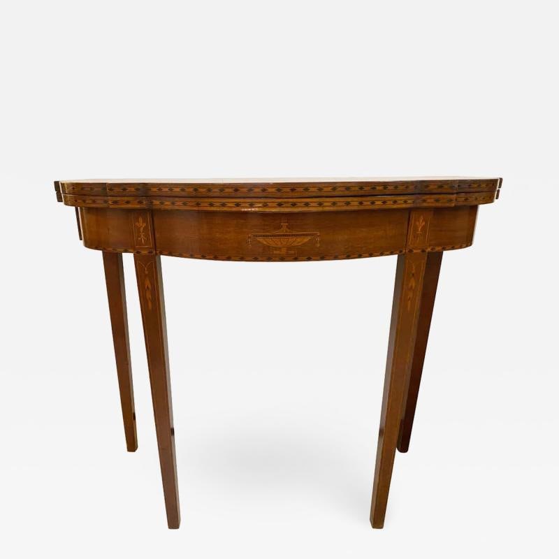 Federal Style Inlaid Flip Top Card or Games Table Demilune (1 of 12)