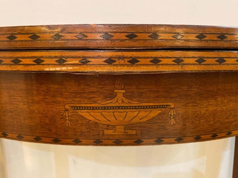 Federal Style Inlaid Flip Top Card or Games Table Demilune - 6
