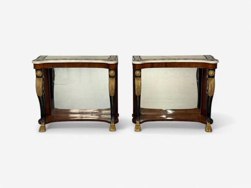 Pietto Bossi attr, Scagliola Marble, Giltwood, Mirrored Consoles, Italy, 18th c - 3