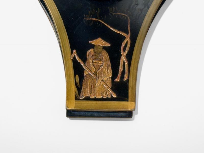 Chinoiserie Style, Crackle Lacquer, Giltwood, Floor Lamp with Shelf, USA, 20th C - 12