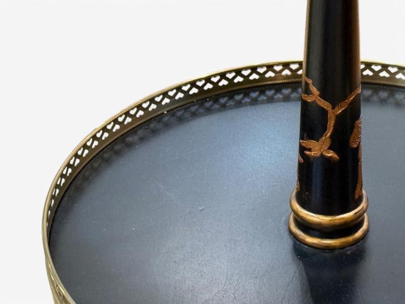 Chinoiserie Style, Crackle Lacquer, Giltwood, Floor Lamp with Shelf, USA, 20th C - 7