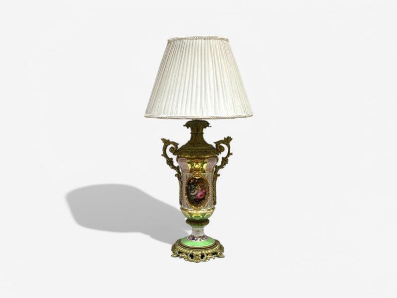 French Design, Gilt Bronze, Porcelain, Ornate Table Lamp, France, 19th C. - 3