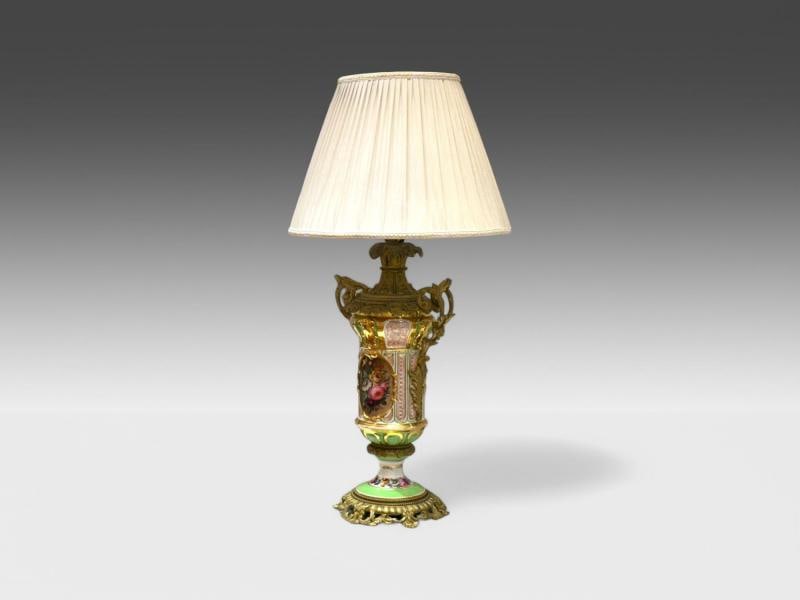 French Design, Gilt Bronze, Porcelain, Ornate Table Lamp, France, 19th C. - 4
