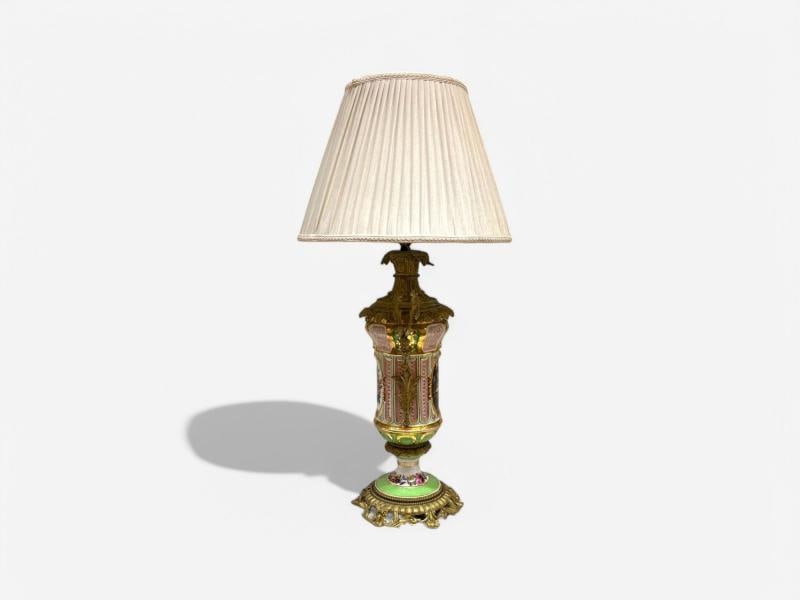 French Design, Gilt Bronze, Porcelain, Ornate Table Lamp, France, 19th C. - 8