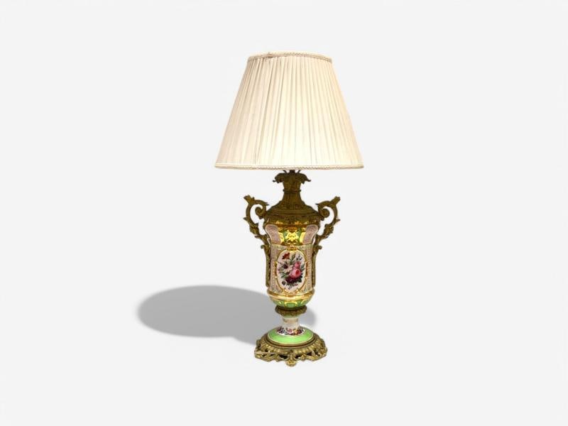French Design, Gilt Bronze, Porcelain, Ornate Table Lamp, France, 19th C. - 9