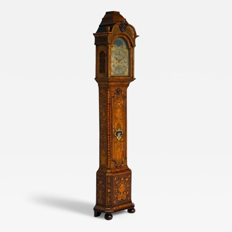 JP Kroese, Dutch Baroque, Marquetry, Moon Face Dial, Grandfather Clock, 18th C: Title: JP Kroese, Dutch Baroque, Marquetry, Moon Face Dial, Grandfather Clock, 18th C Description: JP Kroese, Dutch Baroque, Marquetry, Moon Face Dial, Grandfather Clock, 18th C A stunning totally ref