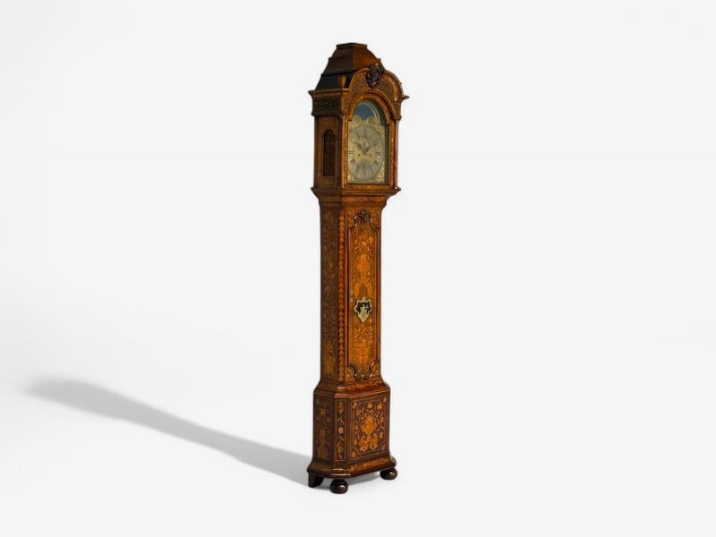 JP Kroese, Dutch Baroque, Marquetry, Moon Face Dial, Grandfather Clock, 18th C - 2