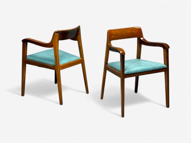 Edward Wormley, Dunbar, Six Riemerschmid Dining Chairs, Walnut, Leather, 1940s - 3