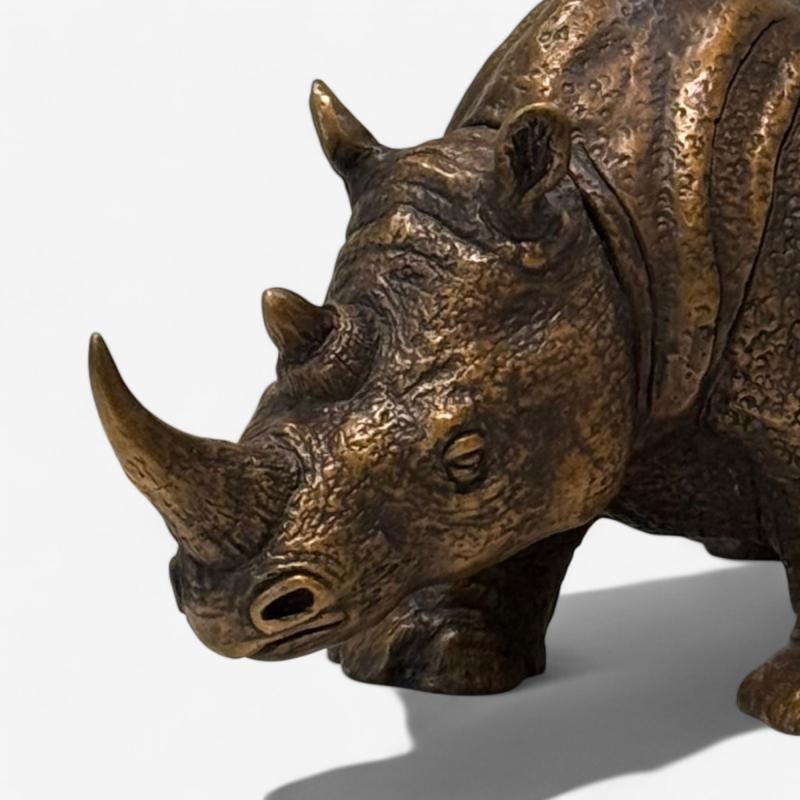 Modern Asian Rhino Sculpture, Hot Cast Bronze, American, 21st C. - 6