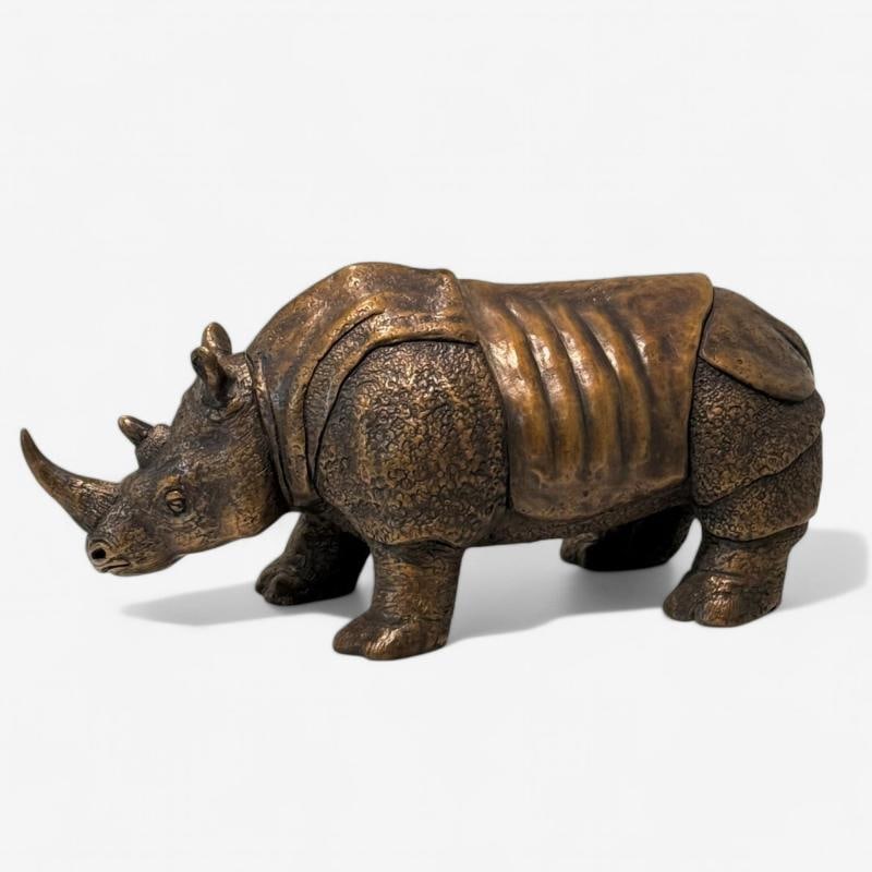 Modern Asian Rhino Sculpture, Hot Cast Bronze, American, 21st C. - 7