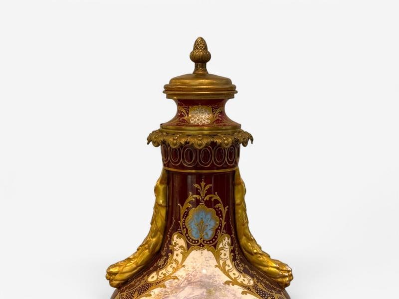 Sevres, Porcelain, Gilt Metal, Vase with Cherub and Maiden, France, 19th C. - 5