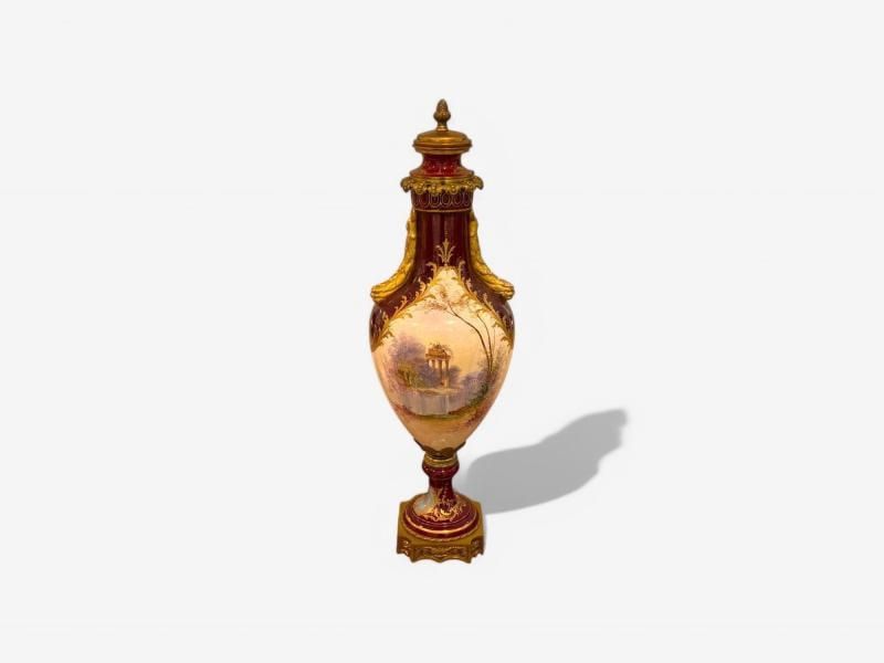 Sevres, Porcelain, Gilt Metal, Vase with Cherub and Maiden, France, 19th C. - 8