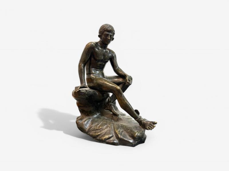Classical, Cast Bronze, Grand Tour, Statue of Seated Hermes, Italy, 20th C. - 2
