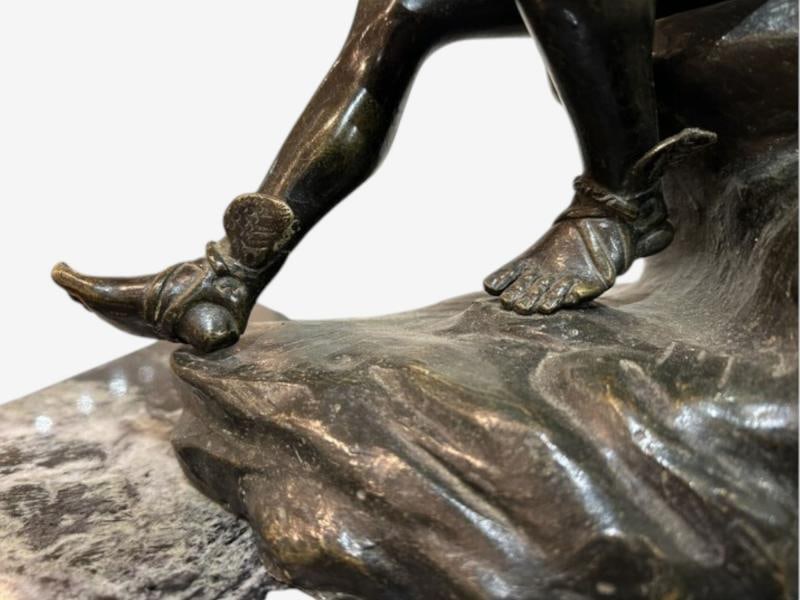 Classical, Cast Bronze, Grand Tour, Statue of Seated Hermes, Italy, 20th C. - 6