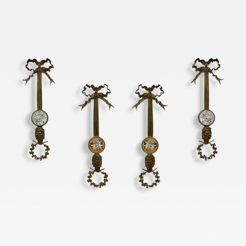 Louis XVI Style, Bronze, Mirror, Four Wall Appliques, France, 19th C.: Title: Louis XVI Style, Bronze, Mirror, Four Wall Appliques, France, 19th C. Description: Set of Four Louis XVI Style, Bronze, Wall Appliques Two pairs of French Louis XVI style wall decorations