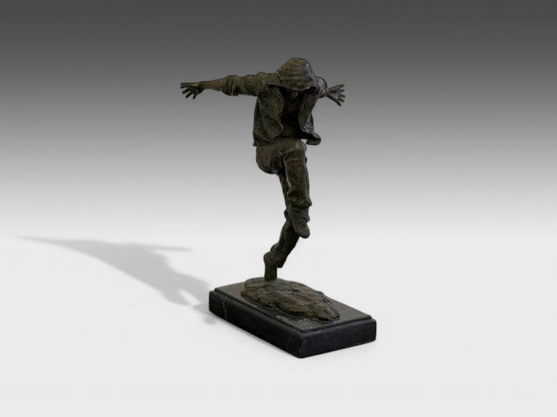 Mid-Century Modern, Bronze, Table-Top Sculpture, Break-dancer Statue, USA, 1980s - 2