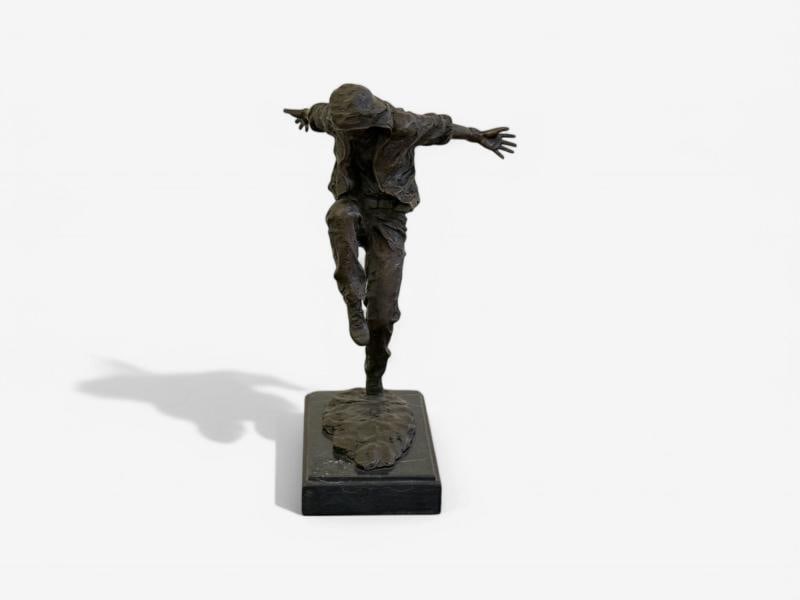 Mid-Century Modern, Bronze, Table-Top Sculpture, Break-dancer Statue, USA, 1980s - 3