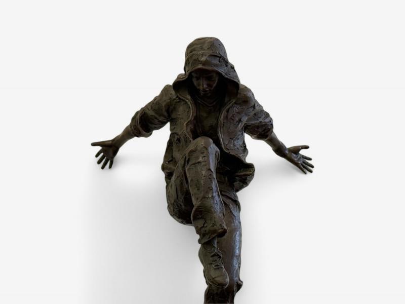 Mid-Century Modern, Bronze, Table-Top Sculpture, Break-dancer Statue, USA, 1980s - 5
