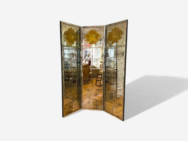 Art Deco Style, Antique Glass, Distressed Mirror, Room Divider, USA, 20th C. - 2