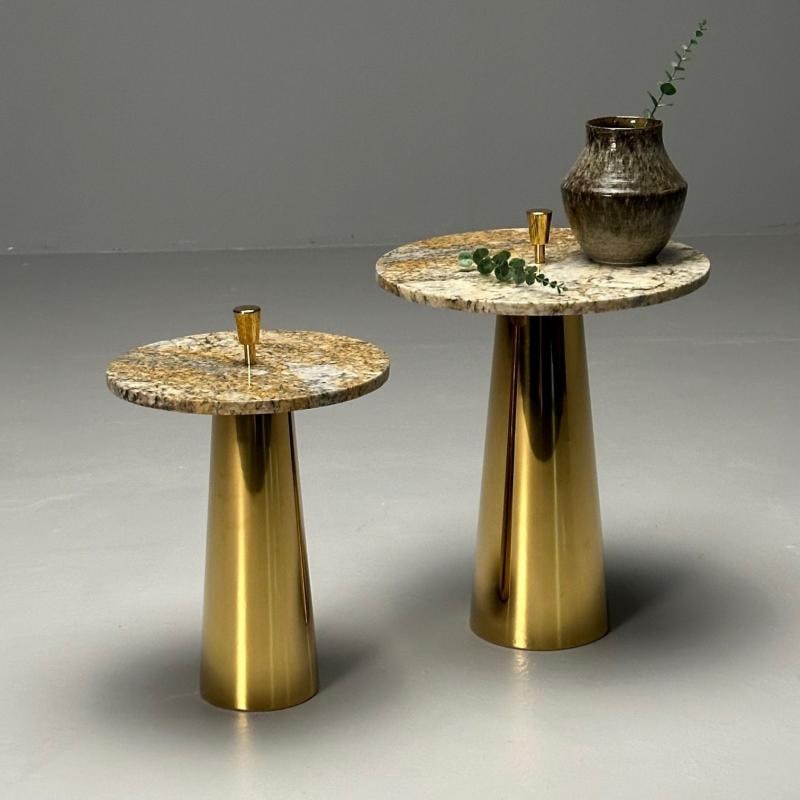 Italian Mid-Century Modern Style, Contemporary, Nesting Side Tables, Brass - 2
