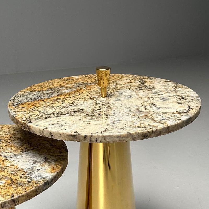 Italian Mid-Century Modern Style, Contemporary, Nesting Side Tables, Brass - 4