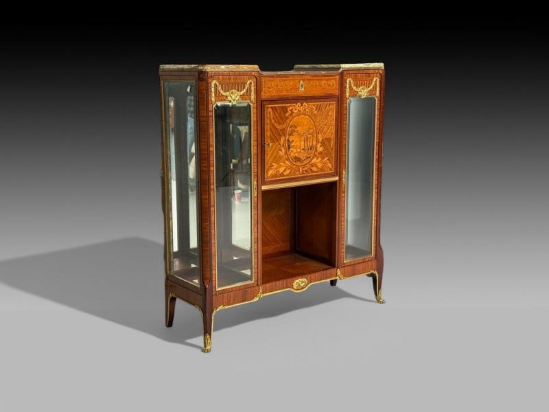 Haentges Frères, Louis XVI, Marquetry, Bronze, Vitrine Cabinets, Paris, 19th C. - 2