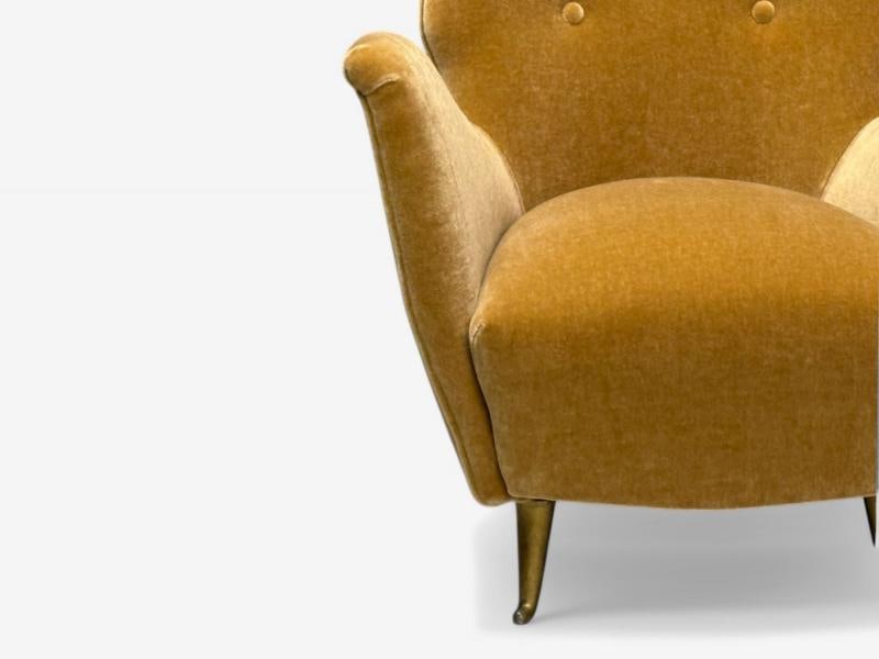 ISA Bergamo, Italian Mid-Century, Bronze, Camel Mohair, Lounge Chairs, 1950s - 8