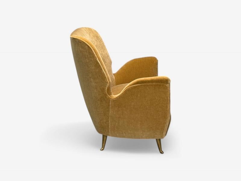 ISA Bergamo, Italian Mid-Century Modern, Bronze, Camel Mohair, Settee, 1950s - 7
