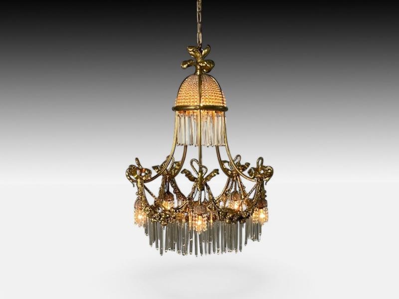 Louis XVI Style, Russian Neoclassical, Bronze, Crystal, Chandelier, France 1900s - 2
