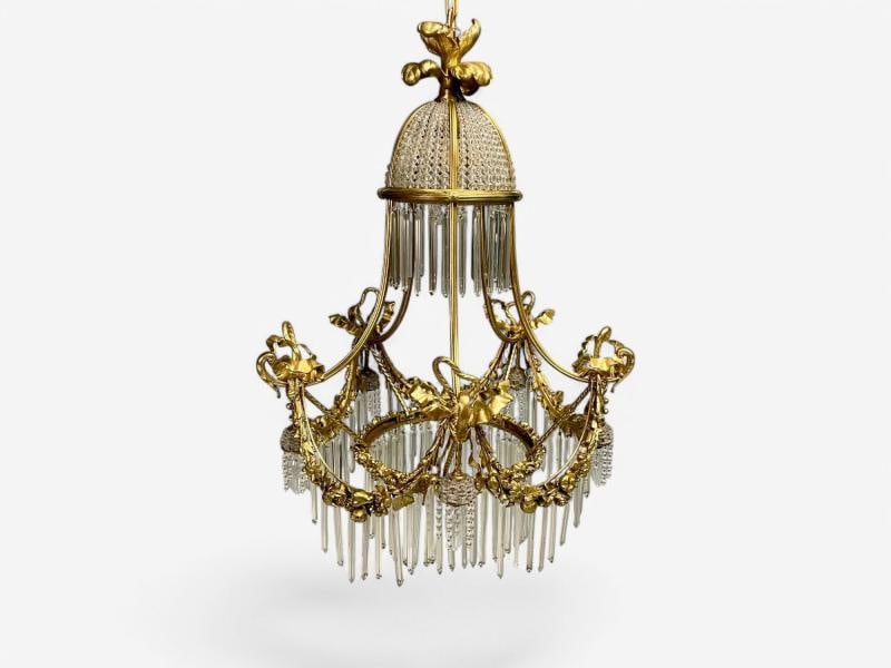 Louis XVI Style, Russian Neoclassical, Bronze, Crystal, Chandelier, France 1900s - 3