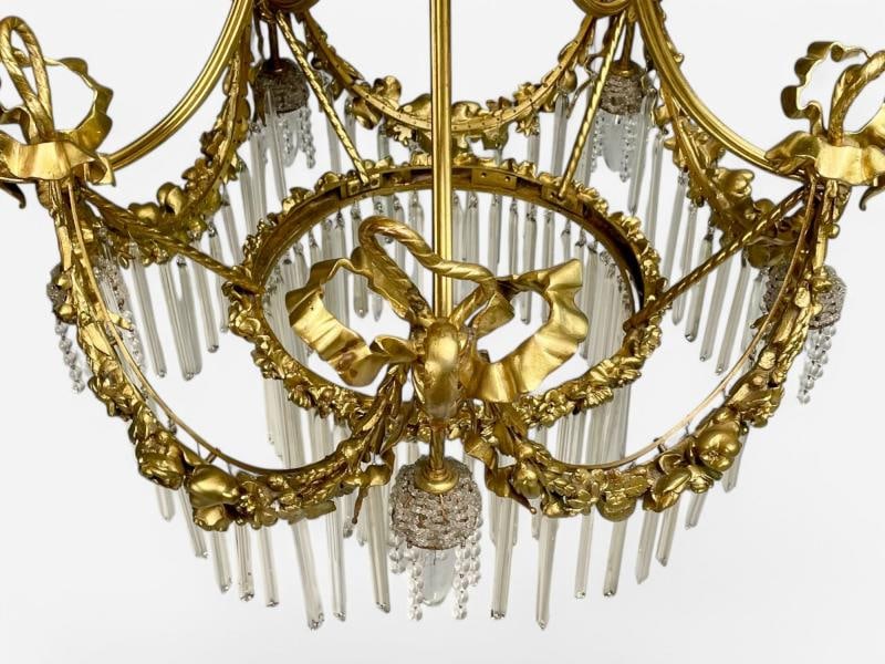 Louis XVI Style, Russian Neoclassical, Bronze, Crystal, Chandelier, France 1900s - 8